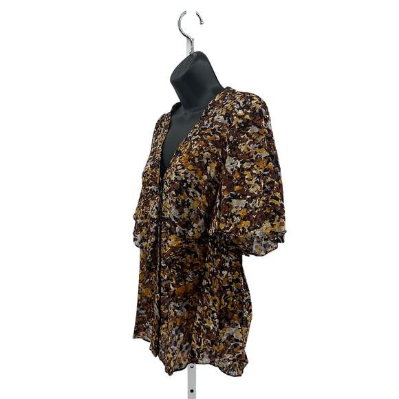 BCBGMaxazria 100% Silk Bouse WMN 0 MultiColor #SYC1G866 Button-Up Vneck Abstract - Picture 3 of 7